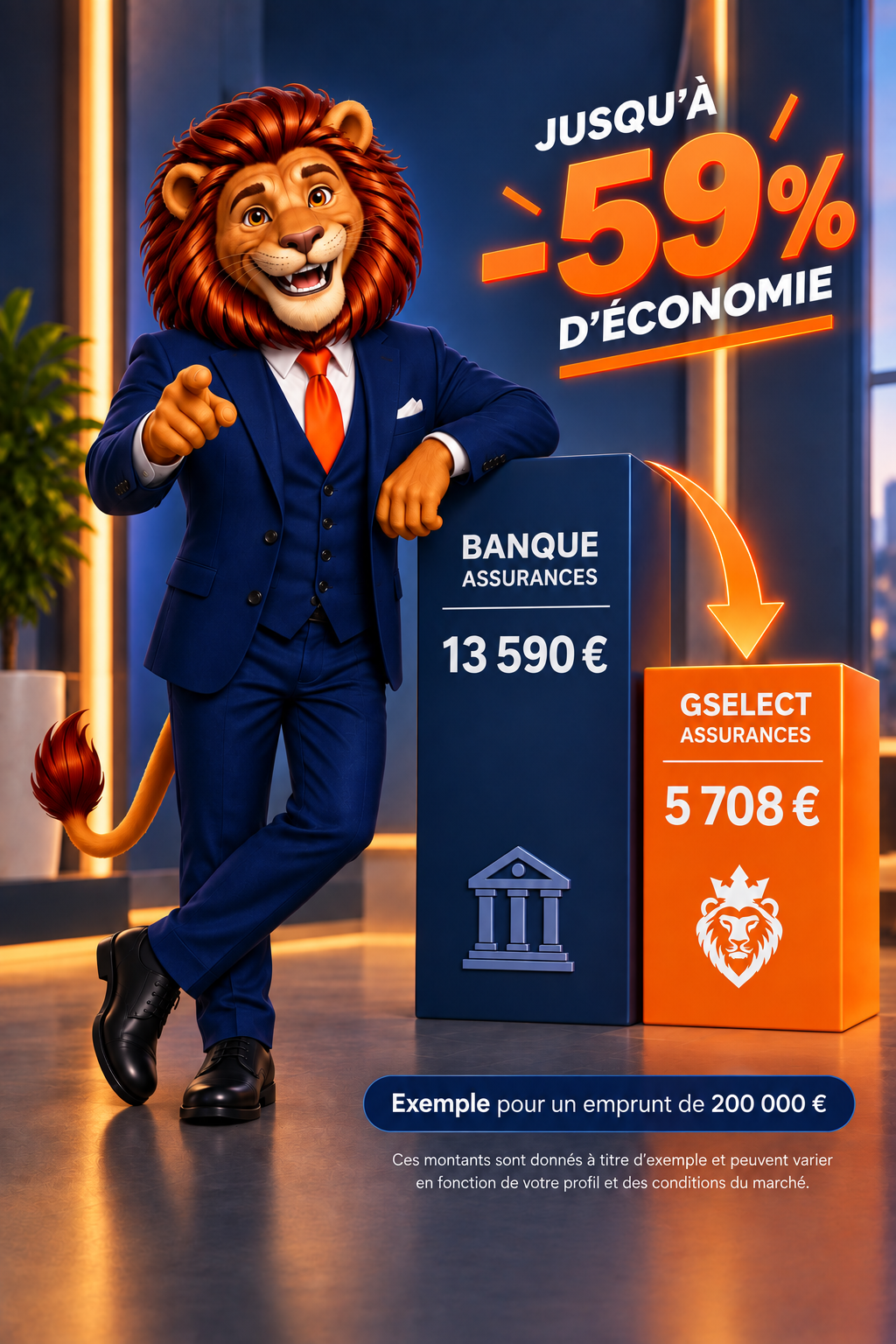 Jusqu'à -58% d'économie : banque 100% vs GSelect 42%